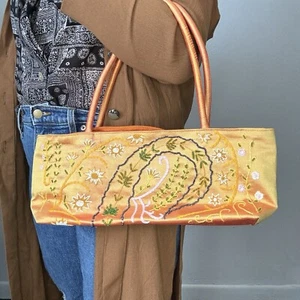 SOJOURN Imports Orange Embroidered Beaded Bag Handmade Vietnam Handbag Women’s - Picture 1 of 6