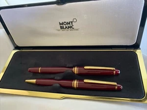 Vintage Set Burgundy Montblanc Meisterstuck Classique 144 Fountain Pen 14k InBox - Picture 1 of 19