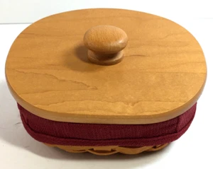 LONGABERGER 2002 Basket, Lid, Fabric and Plastic Liner 5.5 x 3 x 3 in Angled - Picture 1 of 13
