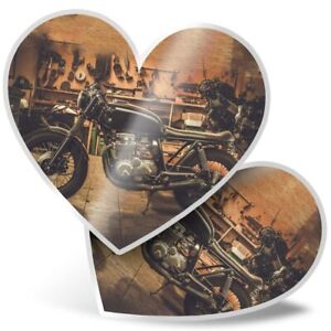 2 x Heart Stickers 15 cm - Vintage Motorbike Bike Biker Retro #46399