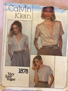 Vintage Vogue sewing pattern, Calvin Klein 1878 very easy Vogue blouse