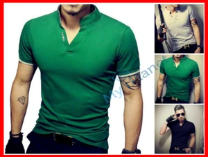Camiseta Con Cuello En V Para Hombre Moda De Verano Mangas Corta Solida - Bild 1 von 17