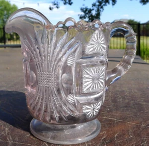Cut Glass Creamer American Wheat Stalks Vintage - Picture 1 of 11