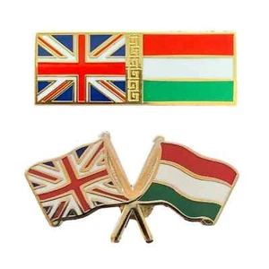 Set Of Two GB Union Jack & Hungary Friendship Flags Enamel Lapel Pin Badges - Picture 1 of 6