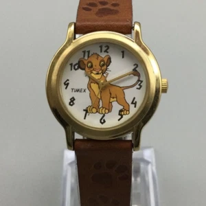 Timex Disney Simba Watch Women Lion King 28mm Gold Tone Leather Band New Battery - Picture 1 of 14
