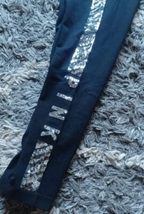 Vs pink bling leggings brand new size Medium black Zebra bling logo - Picture 1 of 3