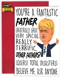 Funny Father'S Day Card, Trump Father, Dad Birthday, Humorous Greeting Cards ⭐️⭐ - Picture 1 of 5