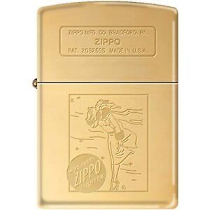 Zippo 1936 Vintage Windy Girl Engraved Polished Brass Windproof Lighter NEW RARE