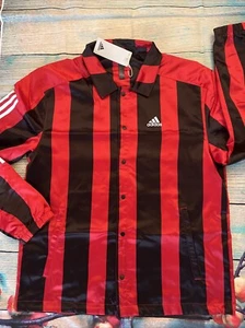 Adidas Originals Satin Mens Medium Coaches Track Jacket 1B8392 Black Red - Picture 1 of 13