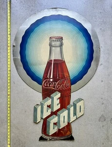 Vtg LARGE 1935 ICE COLD COCA COLA Cardboard Advertising Sign - Niagara Litho Co. - Picture 1 of 12