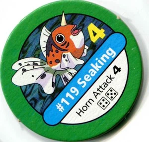 Seaking #119 Horn Attack Green Pog Chip from Pokemon Master Trainer 1999 Game - Picture 1 of 1