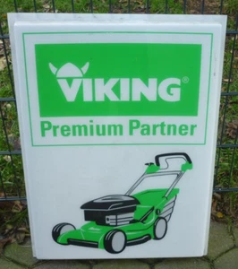 altes original Werbeschild VIKING Rasenmäher Rasentraktor Premium Partner - Bild 1 von 5