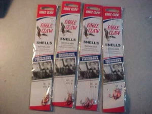 24 NEW SNELLED HOOKS SIZE 6 RED  EAGLE CLAW 4 PKS OF 6  snells  BAITHOLDER 139 - Picture 1 of 5