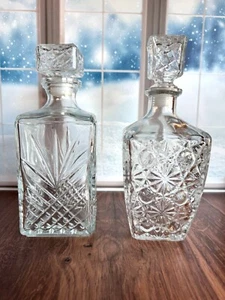Set of 2 Crystal Decanters – Beautiful Condition, One Stamped "ITALY" - Picture 1 of 7