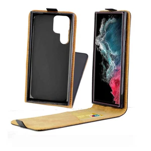 For Samsung S24 S23 S22 S21 Ultra + FE Vertical UP Down Flip Leather Phone Case - Picture 1 of 13