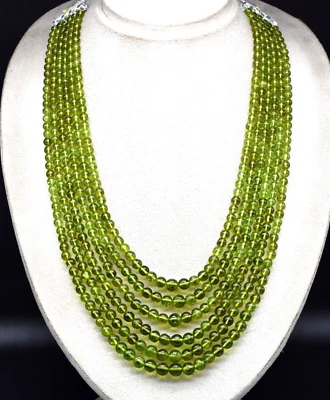 Certified Natural Peridot Beads Necklace 1004 Ct Semi Precious Gemstone - Image 1 of 4