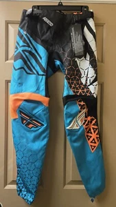 New Fly Motorcross Kinetic Trifecta Pants Men's Size 28 Turqoise Orange Black - Foto 1 di 11