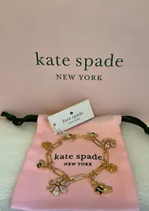 Kate Spade New York 12K Gold Plated Metal All abuzz stone bee charm bracelet - Picture 1 of 12