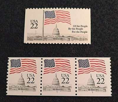 SCOTT # 2215 & 2116  - SET OF 4 STAMPS 1 STRIP OF 3 & 1 SINGLE STAMP  - OG - MNH - Image 1 of 2