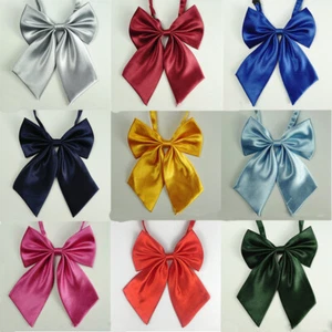 Bow Tie Solid Color Striped JK Bow Tie Women's Silk-like Tie Professional Bow - Picture 1 of 47