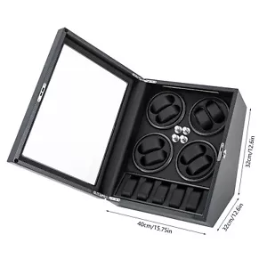 Automatic Rotation 8-Watch Winder Box w/5 Watches Display Storage Case LED Light - Picture 1 of 12