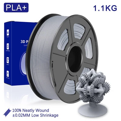 JAYO 1.1KG PLA+ Silver 3D Printer Filament 1.75mm Warping Free Better Adhesion - Image 1 of 4