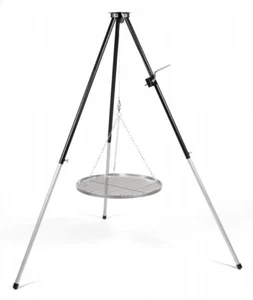 Dreibein mit Kurbel & Edelstahl Grillrost  60cm und Tasche - Bild 1 von 6