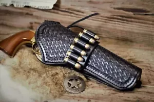 Western Holster Cowboy Tooled Leather Gun Case Pistol Holsters Revolver Cover - Picture 1 of 1