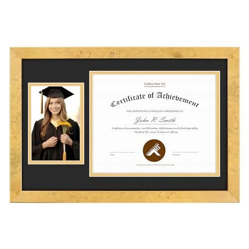 Marco de documentos 11x17 para diploma de 8x10 y cuadro de madera maciza de 4x6 con vidrio real Foto 1 de 4