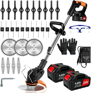 Unkrautwacker kabellos, 24V elektrischer Unkrautfresser batteriebetrieben, 3 in 1 leicht - Bild 1 von 7