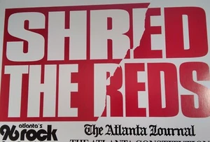 Atlanta Braves Poster Card Vtg 1990s Rare VHTF AJC 15x11 Shred The Reds 96 Rock - Picture 1 of 7