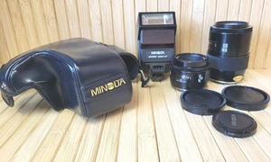Minolta Maxxum Accessories Lot Flash  28000 AF Lens AF 100-200 Lens AF50 & Case - Picture 1 of 16