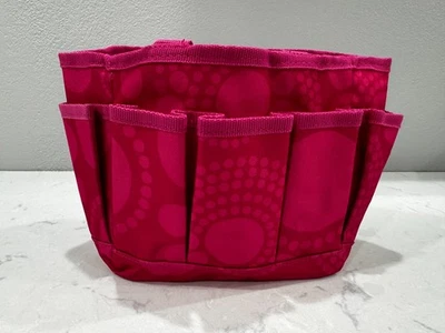 Thirty One Pink with Dots Small Utility Tote 5 Outside Pockets - Image 1 of 4