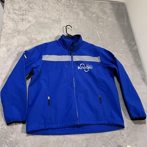 Kroger Delivery Jacket Mens XL Big Blue Softshell Reflective Workwear Zip Fleece - Picture 1 of 10