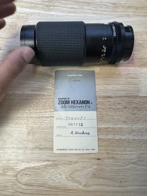 Mint Rare Konica AR Hexanon 65~135mm F4 Zoom Lens with Hood and Case - Image 1 of 4