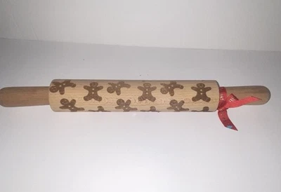 Embossed Wooden Gingerbread Man Rolling Pin  - Image 1 of 3