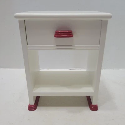 Vintage 1990's American Girl Doll Molly Night Stand Bedside Table Red White  - Imagem 1 de 4