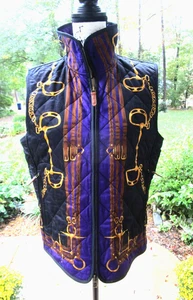 Chaleco Acolchado Ralph Lauren Talla L REVERSIBLE ESTAMPADO ECUESTRE Y PÚRPURA LRL - Imagen 1 de 9