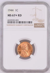 1944 LINCOLN WHEAT CENT NGC MINT STATE 67+ RD ~ POP 28 ~ ONLY 5 HIGHER! - Picture 1 of 2
