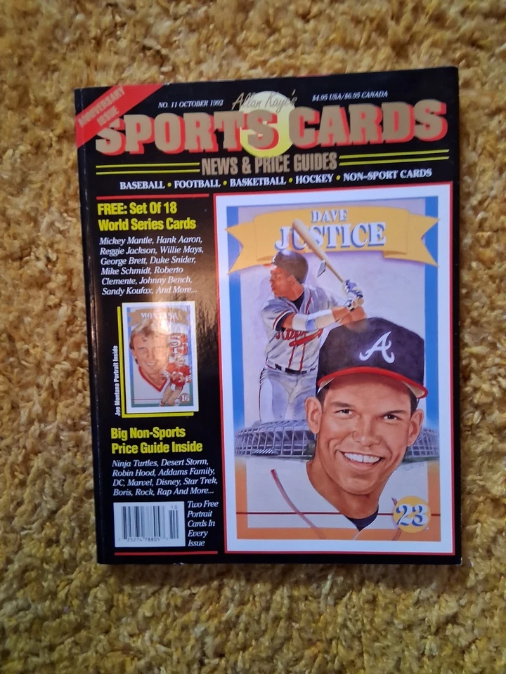 1992 ALLAN KAYE'S SPORTS CARDS NEWS & PRICE GUIDES MAGAZINE Dave Justice Foto 1 de 1