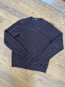 Uniqlo 100% Marino Wool Lightweight Sweater Men's Medium, Dark Brown - Picture 1 of 8