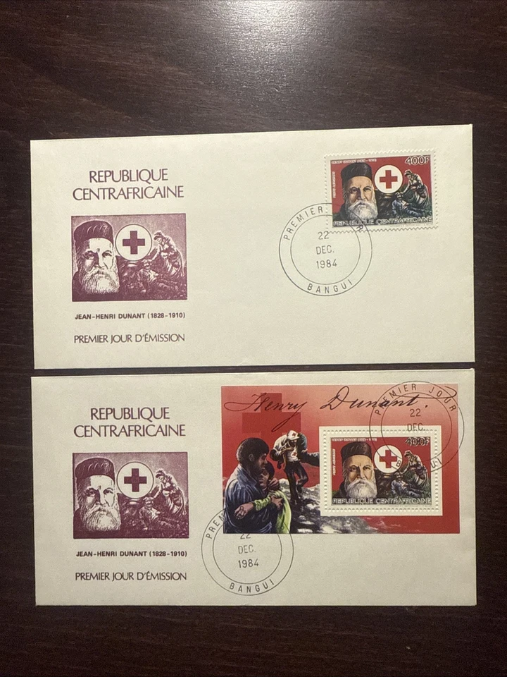 FUNDA CENTRO ÁFRICA FDC AÑO 1984 CRUZ ROJA DUNANT ENFERMERAS SELLO MEDICINA DE SALUD Foto 1 de 1