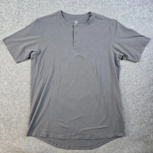 Western Rise Henley T-Shirt Mens L Gray Crew Neck Short Sleeve Casual Preppy - Picture 1 of 8