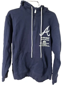 Herren New Era x Alpha Industries Navy Atlanta Braves Half Zip Hoodie L LARGE MLB - Bild 1 von 8