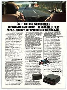 1984 The Whistler Spectrum Vintage Print Ad Radar Receiver Speed Trap Police Car