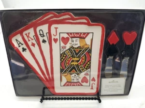 Hallmark Vintage Casino Playing Cards Serving Platter W/2 Spreaders New NIB - Picture 1 of 6
