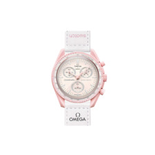 Swatch Mission To Venus 42mm Pink Bioceramic Case with White Velcro Strap and Pink Dial Women's Wristwatch