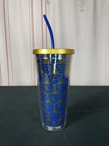 Walt Disney World Parks 50th Anniversary Gold And Blue Tumbler With Straw NEW - Picture 1 of 11