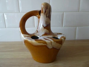 Kad-Yad Israeli Studio Art Pottery 60s/70s Large Brown Lava Glaze Twisted Vase - Picture 1 of 9