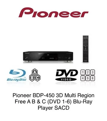 Pioneer BDP-450 3D Multi Region ABC DVD 1-6 Blu-Ray Player SACD DVD-A FLAC RB - Image 1 of 4